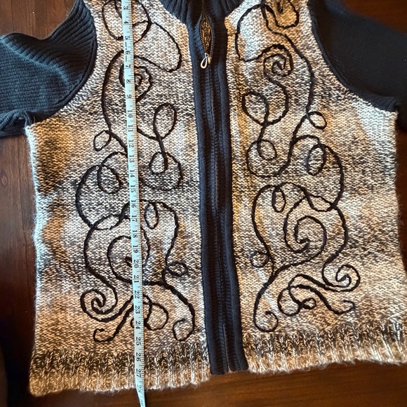 NWT Breckenridge Cardigan Women's Black & Cream Full Zip Sweater, Size 2X - Picture 10 of 13